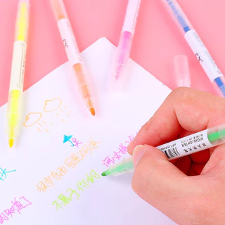 [ยกแพ็ค12หัว] ไฮไลท์ ปากกาไฮไลท์ 6 สี มี 2 หัว ออกใบกำกับภาษีได้ SET ปากกาเน้นข้อความ (Highlighter)