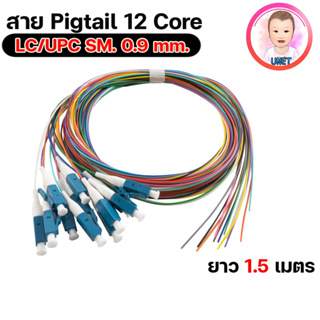 สายไฟเบอร์ออฟติกพิกเทล (Pigtail) 12 Core ชนิดหัว LC/UPC SM. จำนวน 12 เส้น 12 สี