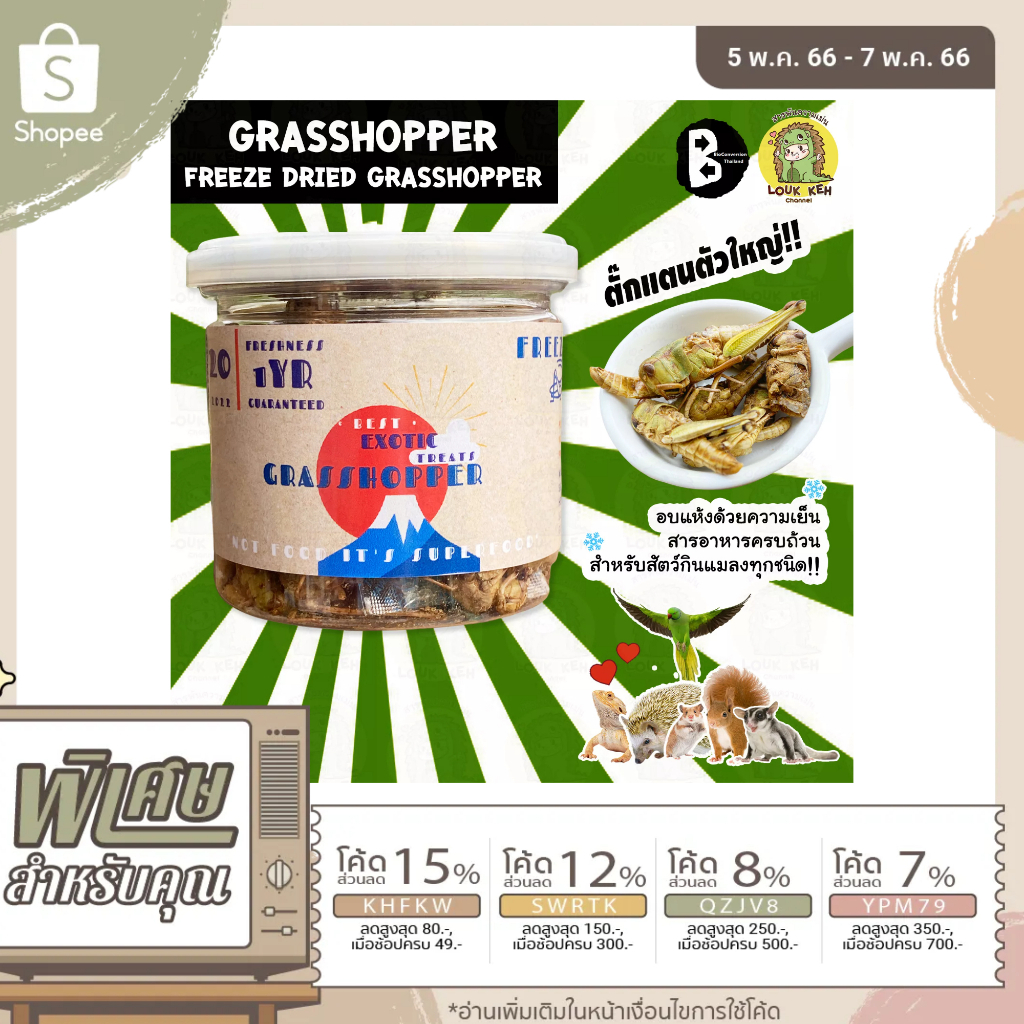 ตั๊กแตนอบกระป๋อง FREEZE DRIED GRASSHOPPER