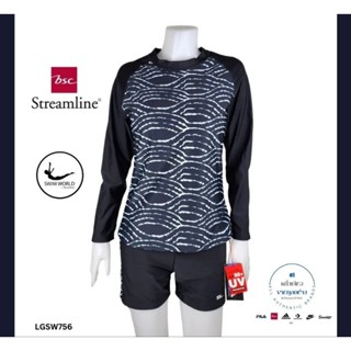 ชุดว่ายน้ำผู้หญิง swim world by BSC streamline ลดเยอะมาก(เสื้อ+กางเกง)มีซับในมีฟองน้ำกันuv