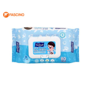 Sanisoft Baby Wipes 99.9% แซนนิซอฟท์ ผ้าทำความสะอาดเด็ก สูตรน้ำบริสุทธิ์ 99.9% (80 แผ่น+20 แผ่น)