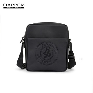 DAPPER กระเป๋าสะพายข้าง DP Logo Stamp Saffiano Reporter Bag สีดำ (BM4B1/1198SF)