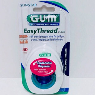 ไหมขัดฟัน GUM สำหรับผู้ที่ใส่สะพานฟัน ครอบฟัน เหล็กดัดฟัน รากเทียม ขนาด 50 เส้น