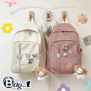 bag(BAG1801) กระเป๋าเป้ผ้าoxford ใบใหญ่**แถมเข็มกลัด+ที่ห้อย**