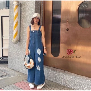 jeans jumpsuit สายเดี่ยว widelia @real lyn