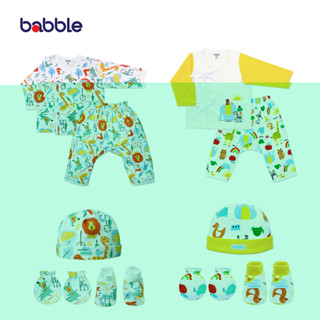 BABBLE เซตสุดคุ้ม 4 ชุด ชุดเด็ก เสื้อผ้าเด็ก ชุดเสื้อป้าย สำหรับเด็กแรกเกิด ถึง 3 เดือน มีให้เลือก 2 แบบ (proset107) (BPS)