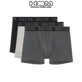 HOM (ออฮ์ม) รุ่น 405769-T017 กกน.ชาย Boxer pack 3 Cotton บ๊อกเซอร์ ทรงเต็มตัว กระชับเป้าเข้ารูป ปลายขาไม่ม้วนลดการเสียดส