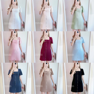 PRINCESS DRESS เข้าใหม่ 10 สี! ใส่โค้ดALLABU9ลดเหลือ435  มินิเดรสแขนตุ๊กตา ดีเทลเดินด้ายสีตัดที่ด้านหน้า