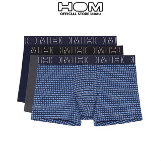 HOM (ออฮ์ม) รุ่น 402436-T034 กกน.ชาย Boxer pack 3 Cotton บ๊อกเซอร์ ทรงเต็มตัว กระชับเป้าเข้ารูป ปลายขาไม่ม้วนลดการเสียดส