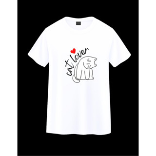 🔥🔥[พร้อมส่ง]มาใหม่เสื้อยืดลาย cat lover cat lover white เสื้อสไตล์น่ารัก ใส่ได้ทั้งชายและหญิง