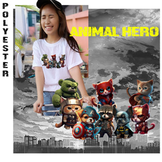 เสื้อยืดทีเชิร์ต สกรีนลาย ANIMAL HERO พร้อมส่ง T shirt มาใหม่  เนื้อผ้า TK  INTERLOCK POLYESTER 100% อย่างดี