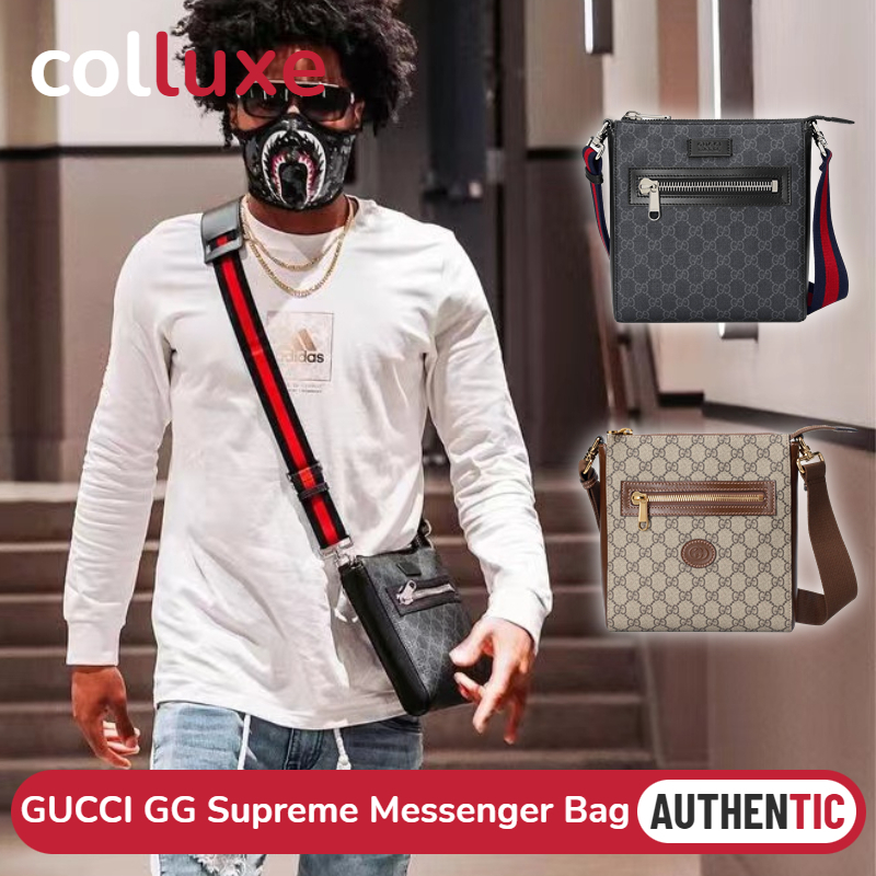 👜กุชชี่ Gucci GG Supreme Canvas Men's Messenger Bag Briefcase กระเป๋าเอกสารผู้ชาย