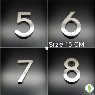 ตัวเลขสแตนเลส 15CM ทรง Modern ผอม ป้ายบ้านเลขที่สแตนเลส ไม่เป็นสนิม ติดเองได้ไม่ต้องเจาะ ทนฝน-แดด
