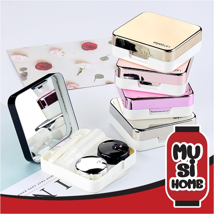 MUSI.HOME【ราคาถูก】ตลับคอนแทคเลนส์ ตลับคอนแทคเลนส์เรียบหรู ที่ใส่คอนแทคเลนส์ พกพาสะดวก EYE5