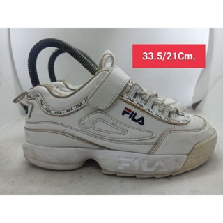 Fila Size 33.5 ยาว 21 รองเท้ามือสอง เด็กเล็ก เด็กโต ผู้หญิงเท้าเล็ก  ผ้าใบ  แฟชั่น ลำลอง เที่ยว