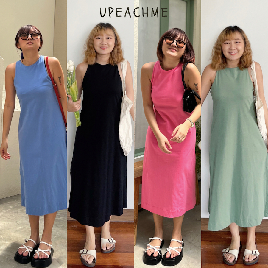 PINKO DRESS I เดรสยาวแขนกุดผ้าข่าง