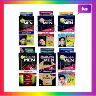 GARNIER Men แบบซอง (6 ซอง) การ์นิเย่ เมน เซรั่มบำรุงผิว acno fight  powerwhite  turbolight oil control