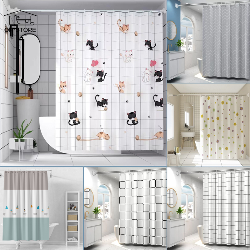 ม่านห้องน้ำ ขนาด180X180cm แบบพลาสติก กันน้ำ ไม่เป็นเชื้อรา ใช้ในห้องน้ำกั้นอาบน้ำ แถมห่วงตะขอ พร้อมส่ง