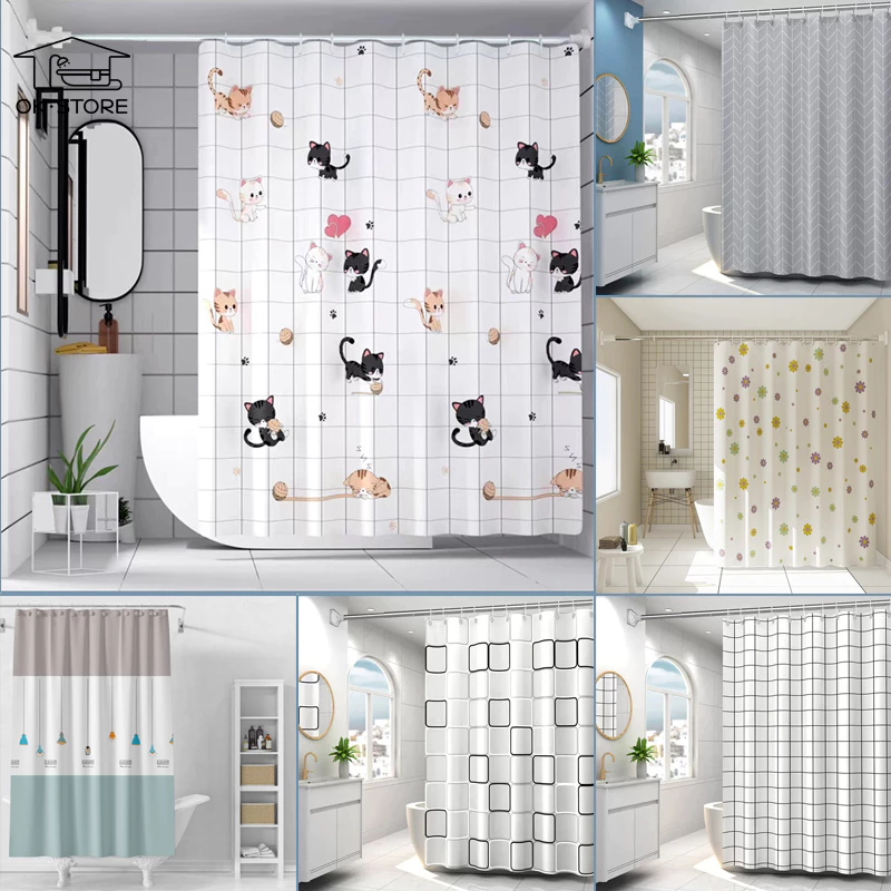 ม่านห้องน้ำ ขนาด180X180cm แบบพลาสติก กันน้ำ ไม่เป็นเชื้อรา ใช้ในห้องน้ำกั้นอาบน้ำ แถมห่วงตะขอ พร้อมส่ง