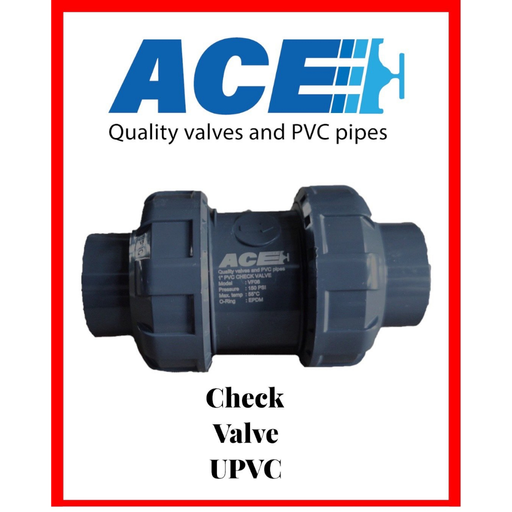 ACE Double Union Spring Check Valve สปริงเช็ควาล์ว สวมท่อสีฟ้าทากาว ขนาด 1/2" - 2"