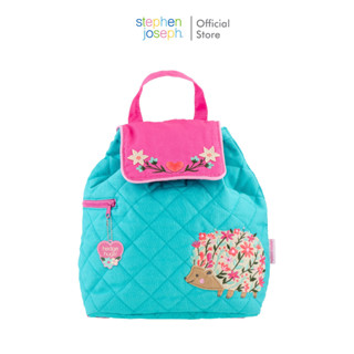 Stephen joseph กระเป๋าเป้ผ้าปักลาย ยอดนิยมจากอเมริกา ฟรีสติ๊กเกอร์ติดชื่อQUILTED BACKPACK HEDGEHOGกระเป๋าสะพายหลัง