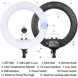 ไฟไลฟ์สด 14นิ้ว/18นิ้ว/21นิ้ว ไฟ LEDกลม แถมซองใส่กระเป๋าไฟ1ใบ ไฟPower55W ไฟไลฟ์สด ไฟแต่งหน้า ไฟไลฟ์ ไฟวงแหวน