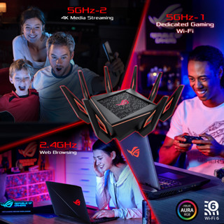 ASUS ROG GT-AX11000 เราเตอร์ Wi-Fi 6 for เกมเมอร์ ไตรแบนด์ 11000 Mbps ,LAN 2.5 Gbps ,CPU 4  Core