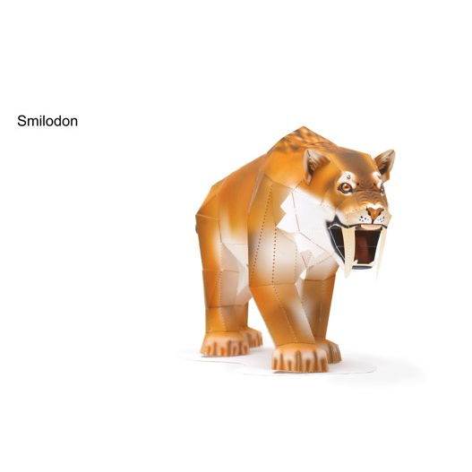 โมเดลกระดาษ 3D : เสือเขี้ยวดาบ สไมโลดอน กระดาษโฟโต้เนื้อด้าน  กันละอองน้ำ ขนาด A4 220g.