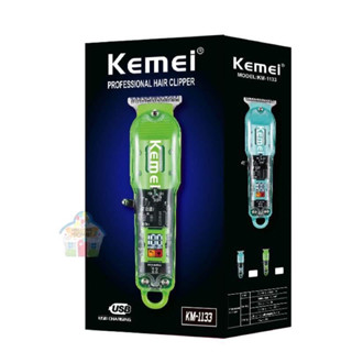 Kemei ปัตตาเลี่ยนตัดผมอะคริลิค แบบใส ชาร์จไฟได้ ไร้สาย 0.1 มม. สําหรับร้านตัดผม