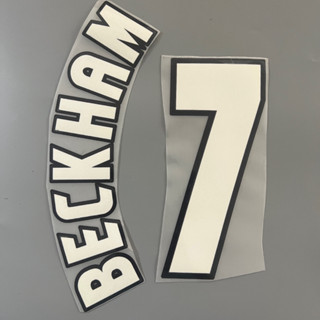 เบอร์ชื่อ ติดเสื้อฟุตบอล ย้อนยุค แมนยู 7 BECKHAM สีขาว 1999-00 แบบกัมมะหยี่ ติดเสื้อ Manchester United Final CampNou