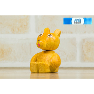 ตุ๊กตาไม้แกะสลัก หมีนั่ง น่ารัก ไม้พญาสัตบรรณ หัตถกรรม ไทย Wooden Doll Bear Handmade Craft Model OTOP Thailand