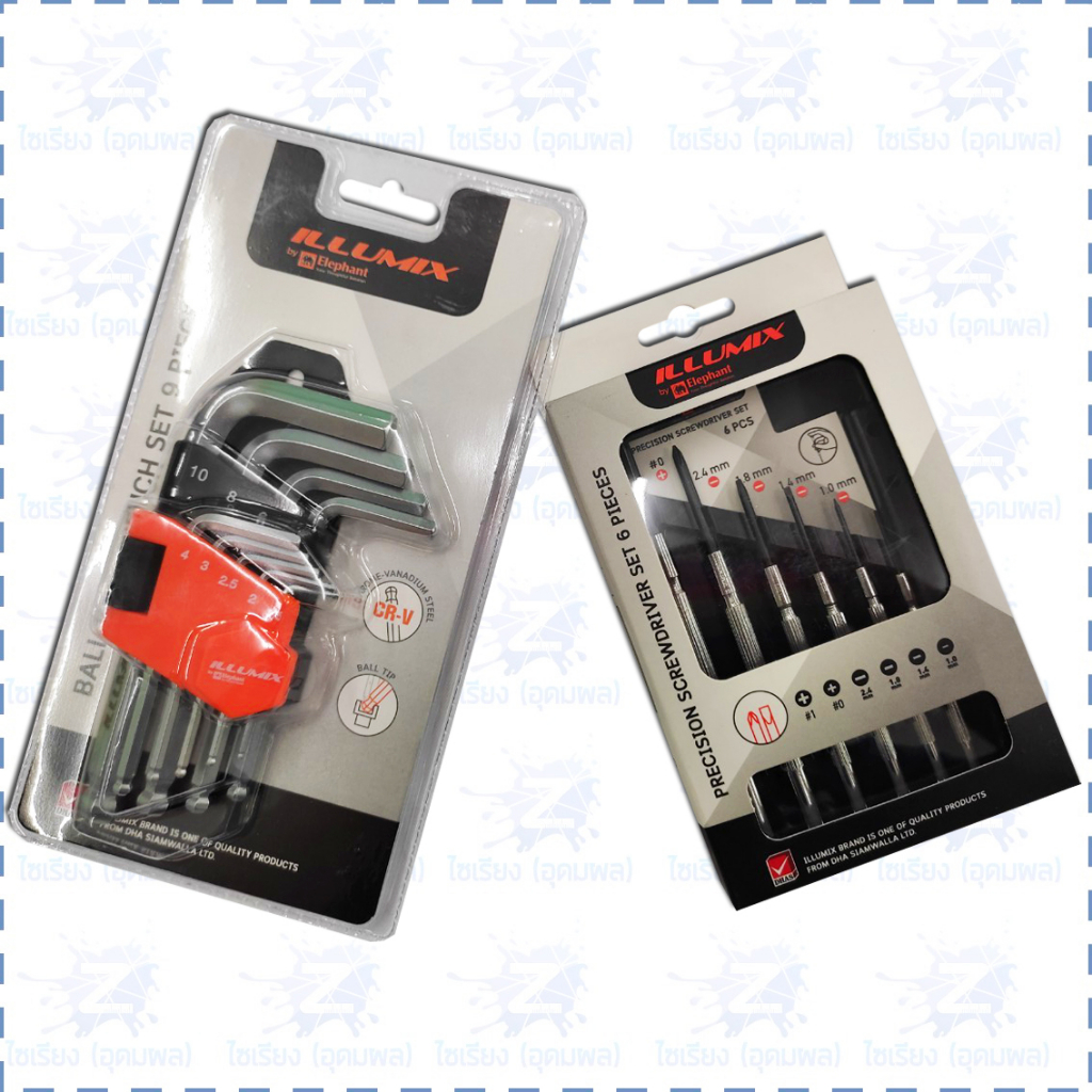 รวมอุปกรณ์ช่าง Illumix ตราช้าง ไขควง คีม ประแจ ตลับเมตร Screwdriver Wrench Pliers Measuring Tape