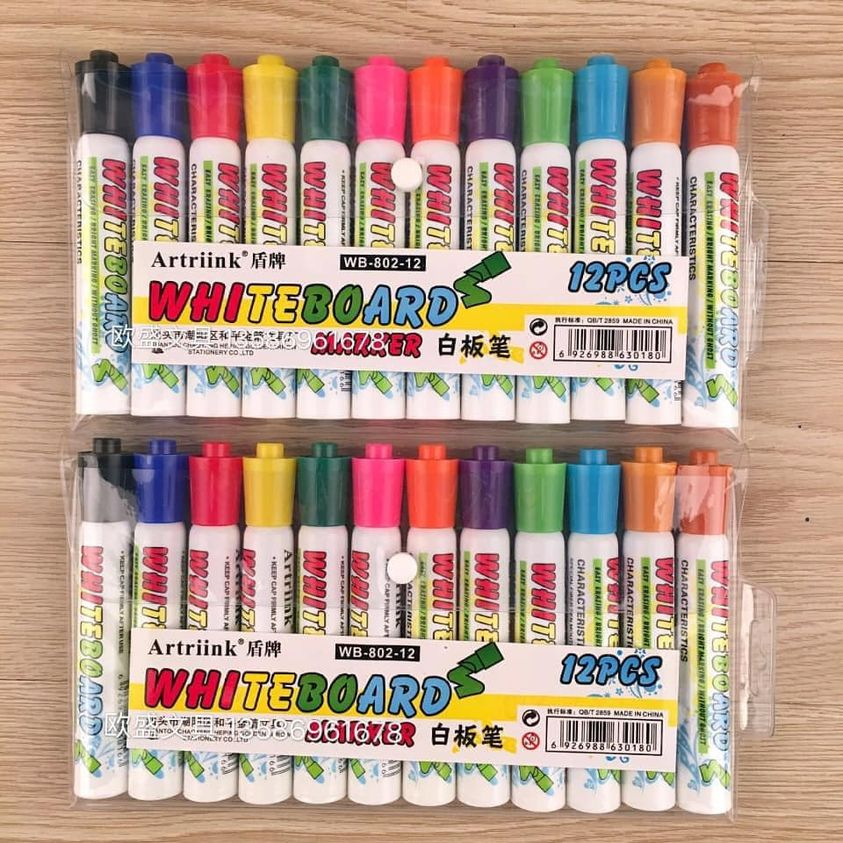 พร้อมส่ง ปากกาไวท์บอร์ดปลอดสารพิษ เมจิคลบได้ ไร้กลิ่น ไม่ฉุน 1 แพต 12 สี สำหรับเด็ก