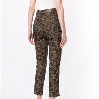 สินค้ามือสองแบรนด์เนมแท้ Vintage FENDI Zucca Pattern Long Pants Brown Black Italy