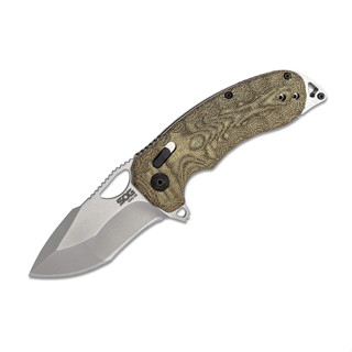 มีดพับ SOG Kiku XR CTS-XHP Satin Plain Blade, Natural Linen Micarta Handles (12-27-01-57)