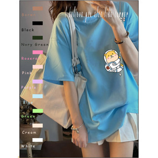 NSTB049⚡️พร้อมส่ง⚡️เสื้อยืดคอกลมแขนสั้นผู้หญิงสุดน่ารัก oversize t-shirt เสื้อยืด ผญสวย ๆลายการ์ตูนแฟชั่นเกาหลี ทรงหลวม