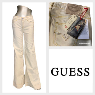 Guess(เกสส์) GS9 กางเกงขายาว ผู้หญิง สีครีม ขาบาน เอวต่ำ