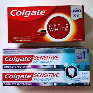 Colgate Optic White Volcanic Mineral ยาสีฟัน คอลเกต ออฟติค ไวท์ แร่ธาตุ ภูเขาไฟ 100กรัม​ขนาดแพคคู่