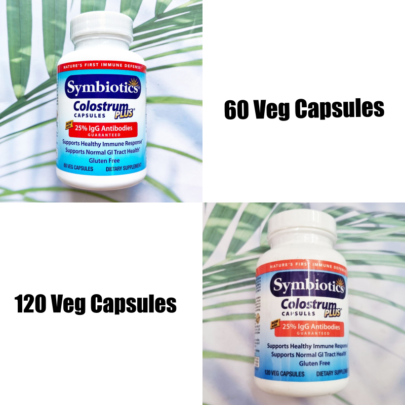 (Symbiotics®) Colostrum Plus with 25% IgG Antibodies Guaranteed 60 or 120 Veg Capsules อาหารเสริม คอ