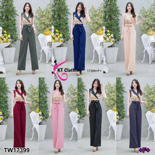 👗Pfashion [ส่งไว!!🚛] P17399 Jumpsuit BBR แขนกุดขายาว ผูกโบว์เอว