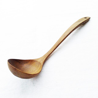 กูปรี กระบวยไม้สัก ตักน้ำแกง ซุป สุกี้ KOUPREY Natural Wooden Soup Serving Ladle Scoop Safe Non Toxic Kitchen Utensils