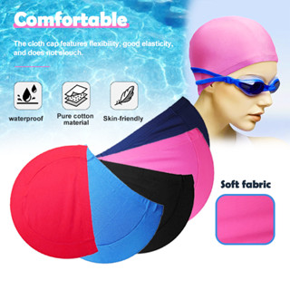 พร้อมส่ง หมวกว่ายน้ำ PU ผ้าแห้งเร็ว เด็กกับผู้ใหญ่ใส่ได้ Swi…
