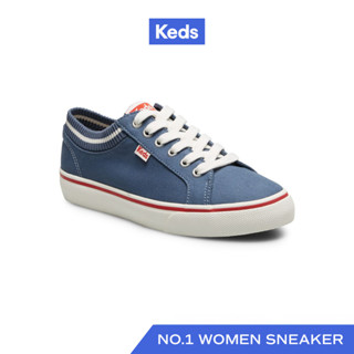 KEDS รองเท้าผ้าใบ แบบผูกเชือก รุ่น JUMP KICK RIB KNIT COLLAR สีน้ำเงิน ( WF66427 )