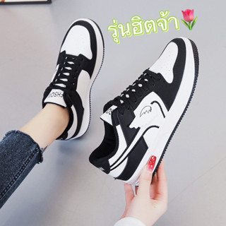 leeblackshoe✅สินค้าใหม่✅ รองเท้าผ้าใบผู้หญิงแฟชั่น น้ำหนักเบา เสริมส้นจ้า  ✅ส่งของทุกวัน✅A696