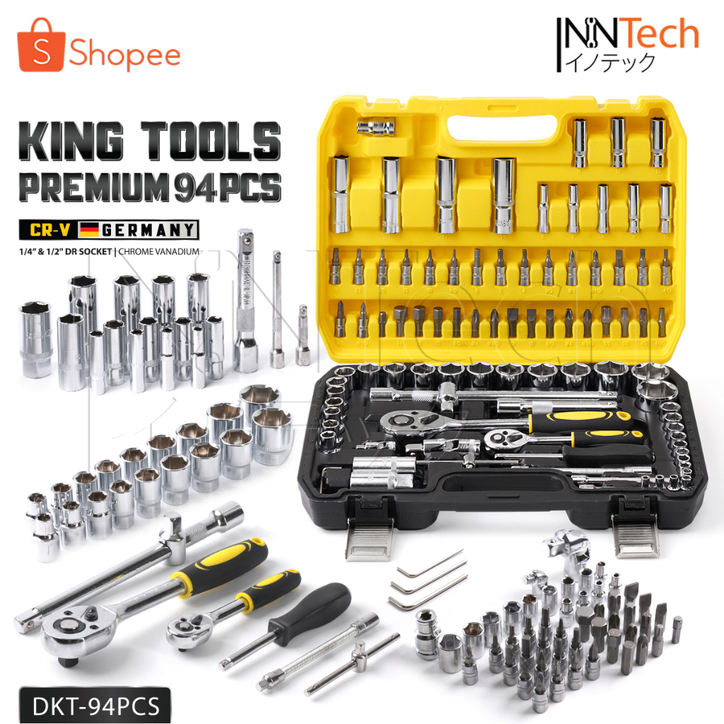 DELTON King Tools ชุดเครื่องมือ ประแจ ชุดบล็อก 94 ชิ้น ขนาด 1/4 นิ้ว และ 1/2 นิ้ว KING TOOLS SERIES รุ่น DKT-94PCS