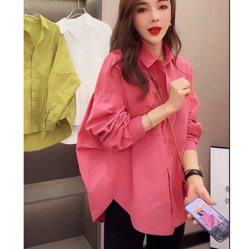 เสื้อเชิ้ตแขนยาวไซส์ใหญ่ผู้หญิง oversize เสื้อผ้าแฟชั่นสีพื้น ทรงหลวมสไตล์เกาหลี เสื้อโอเวอร์ไซส์สีขาว มินิมอล ใส่สบาย thumbnail 4