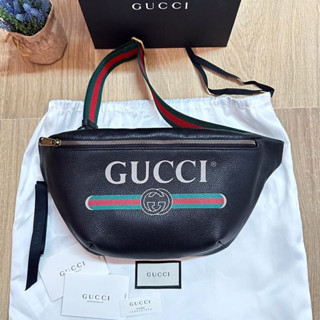 🦋สินค้าพร้อมส่ง🦋  New🤍Gucci Print Leather Belt Bag 90  ใบใหญ่ 15.5" (L) x 7" (H)  อปก ถุงผ้า การ์ด ถุงกระดาษ  ริบบิ้น