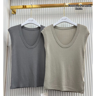 🇰🇷New🇰🇷  Korea U-neck Knitted top เสื้อแขนกุดล้ำผ้าทอเนื้อเกรดพรีเมียมเลยค้าตัวนี้ แนะนำเลยย ใส่สบายสุดๆๆๆ ต้องมีเลยค่า