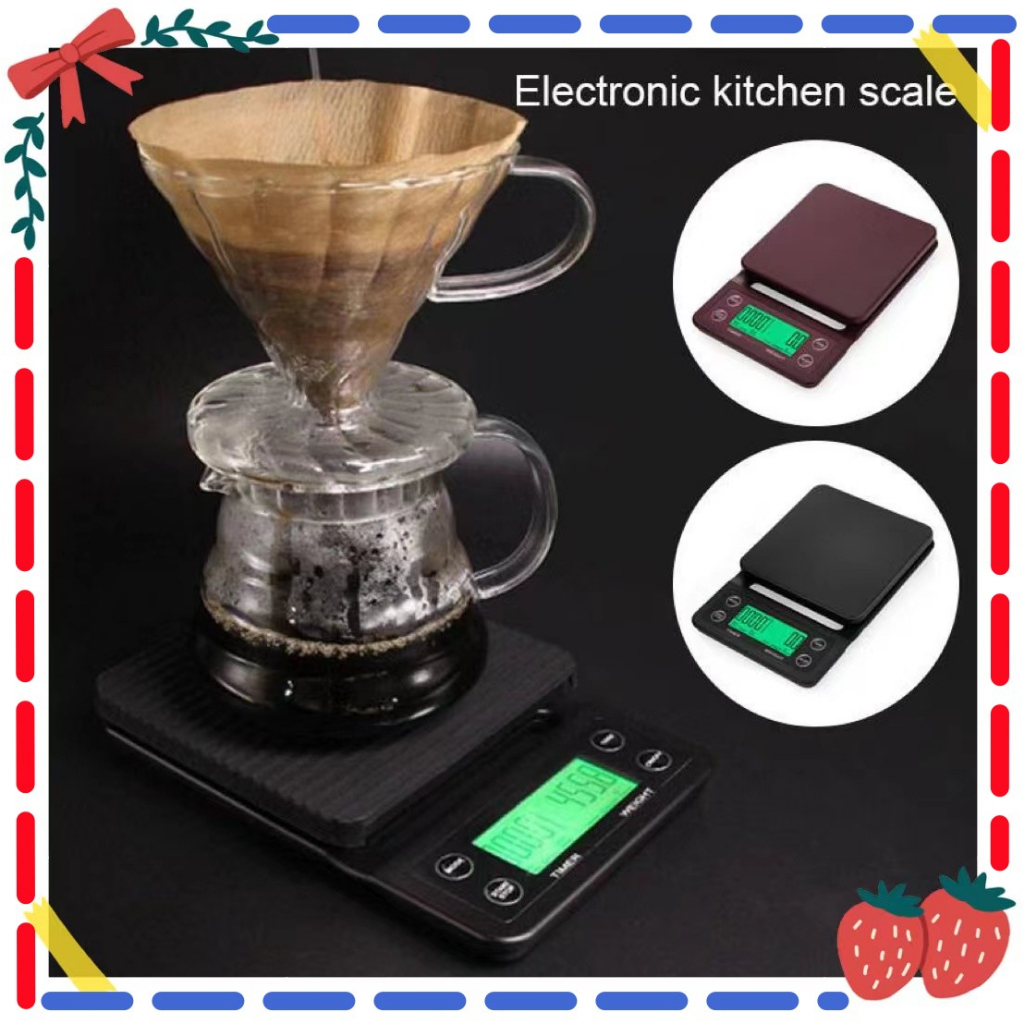 🚀ส่งจากกรุงเทพ TC เครื่องชั่งดิจิตอล ตาชั่งจับเวลา ดิจิตอล สำหรับชงกาแฟ 5kg/0.1 Drip Coffee Scale - NO.7441