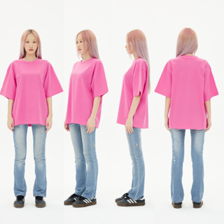 OV09  *NEW* Neon Pink เสื้อยืดสีชมพูเข้ม Cotton20 Oversize